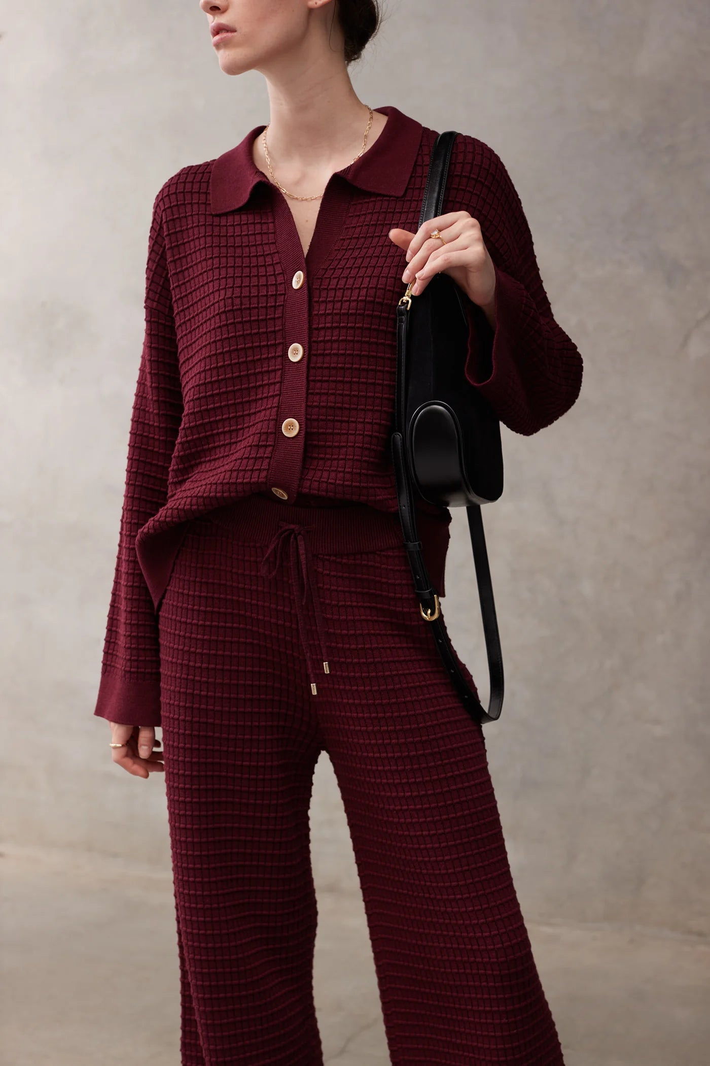 Oriane Knit Shirt - Dark Cherry