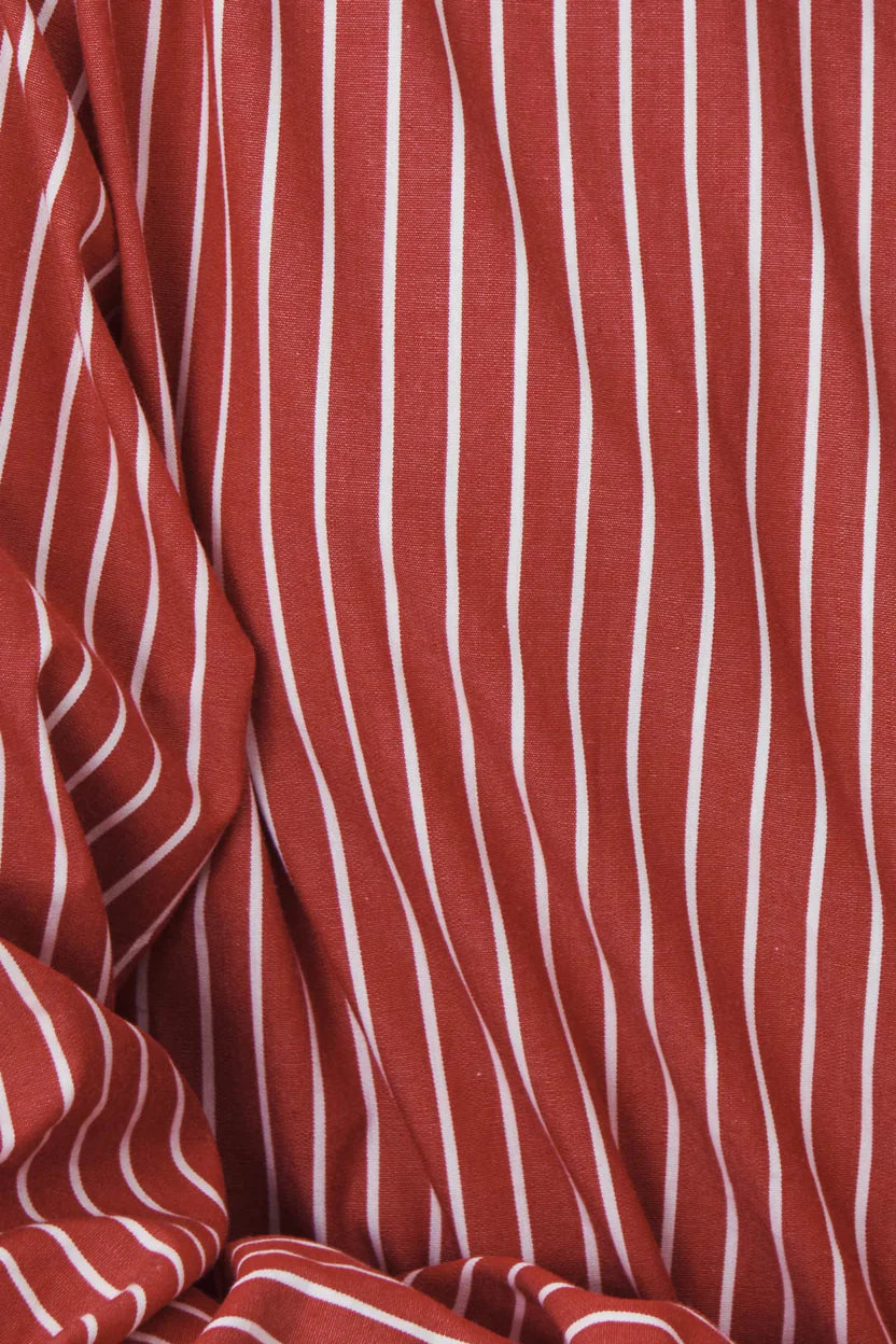 Romona Stripe Long Sleeve Shirt - Cherry Red