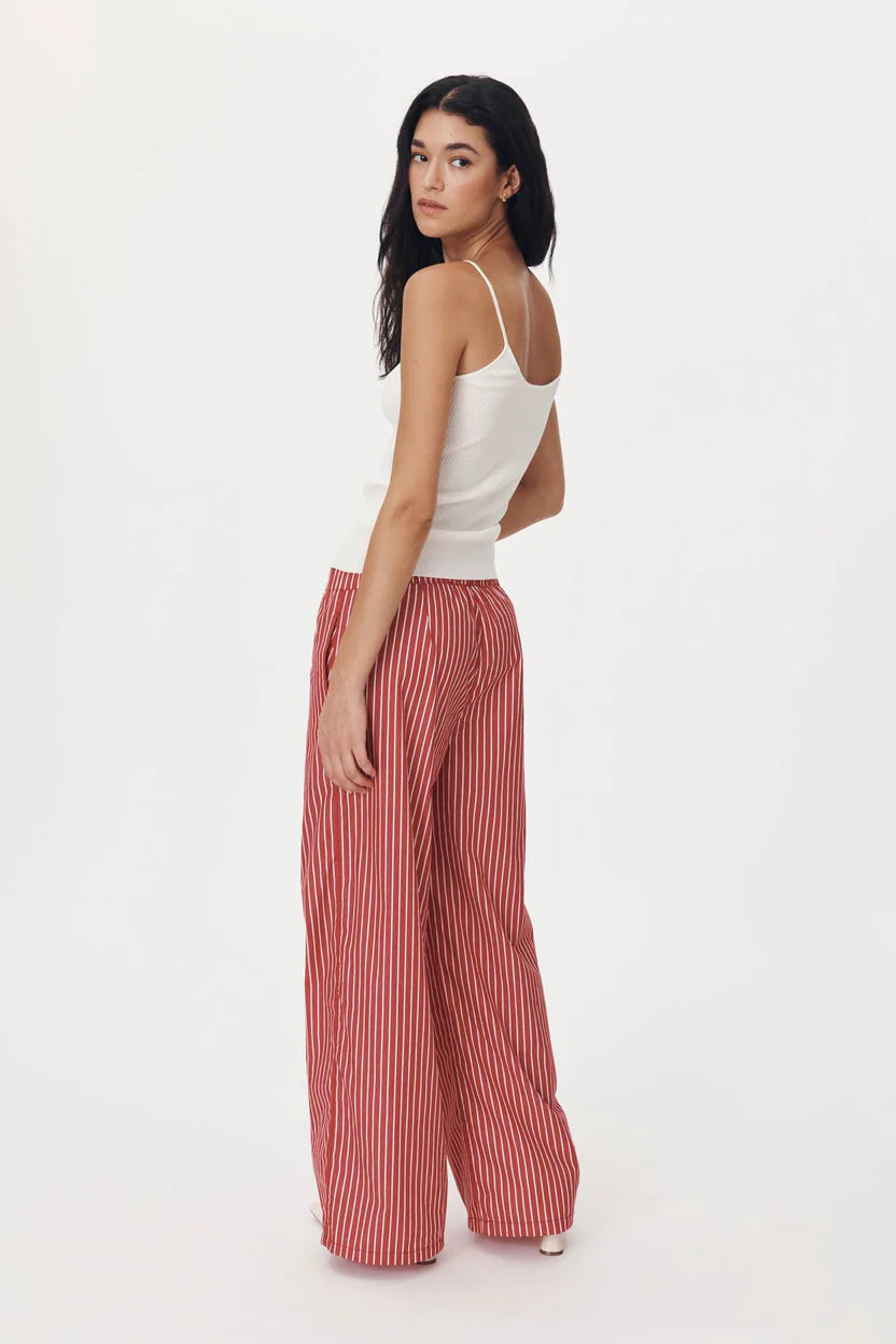 Rocco Stripe Pants - Cherry Red