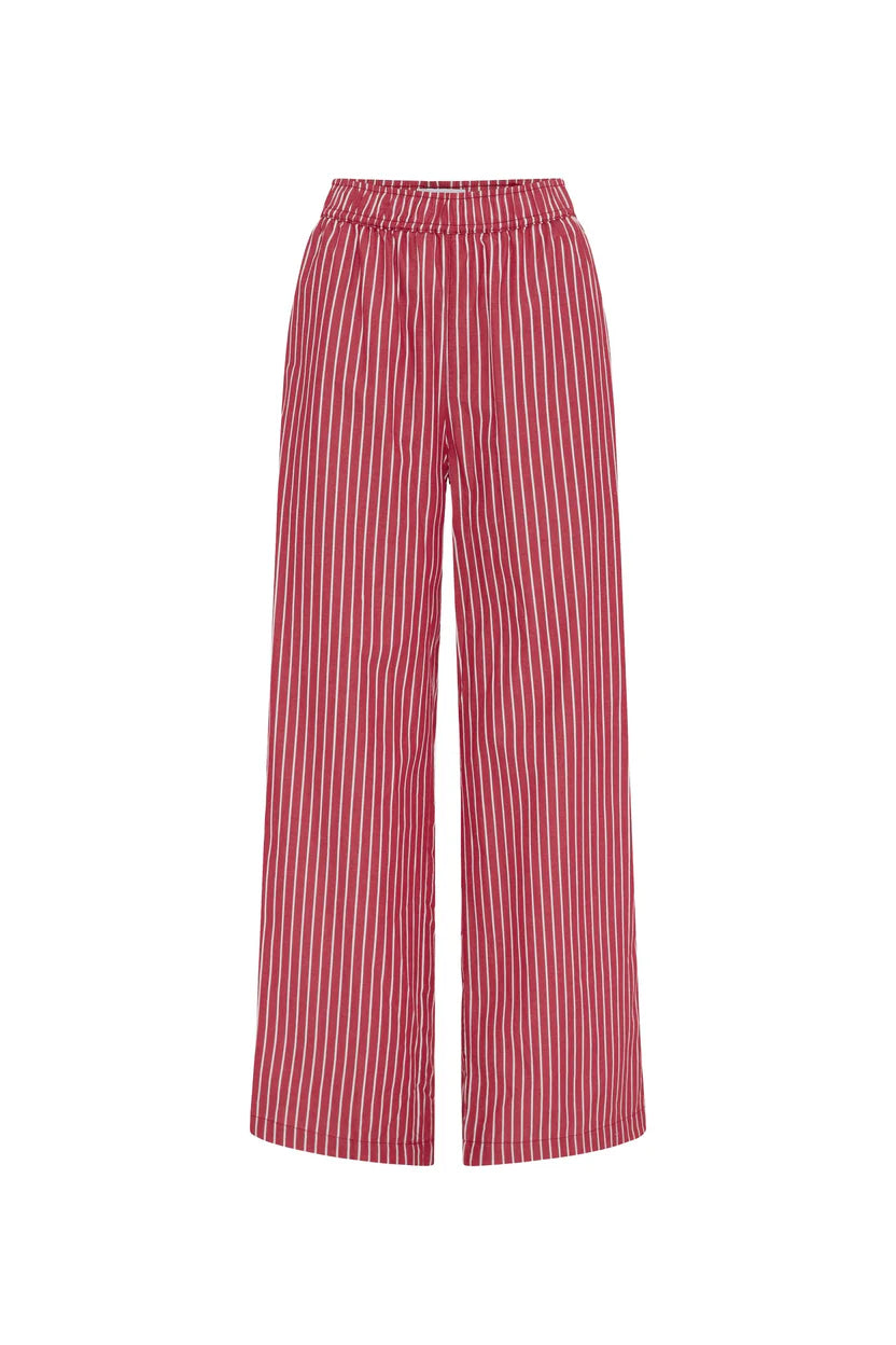 Rocco Stripe Pants - Cherry Red