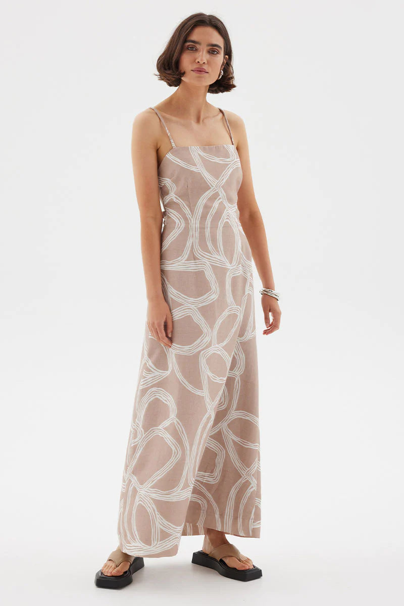 Sgraffito Maxi Dress - Mocha