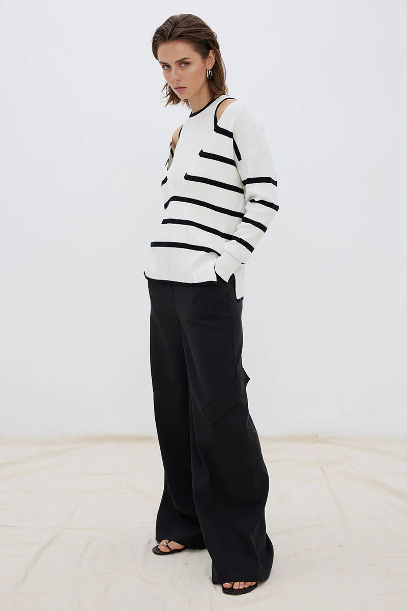 Repose Combo Knit - Ecru/Black