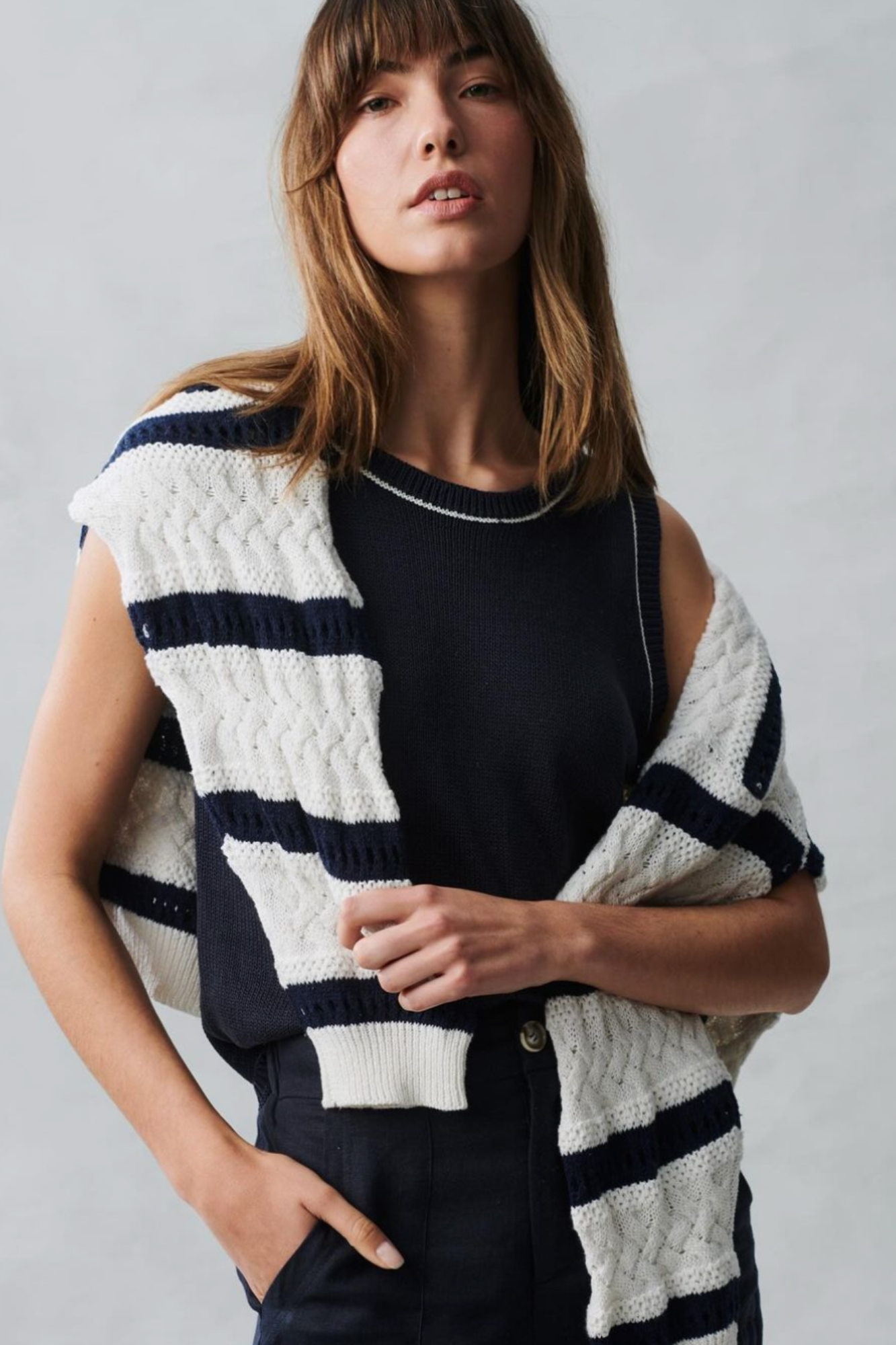 Arty Sweater - Navy Stripe